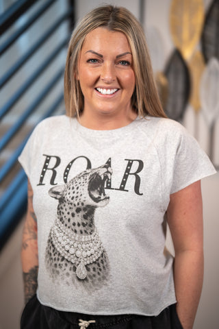 Sugar Stitch Cheetah Roar Rhinestone Graphic Tee