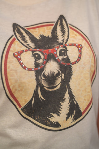 Playful Charm Donkey Rhinestone Specs Graphic Tee