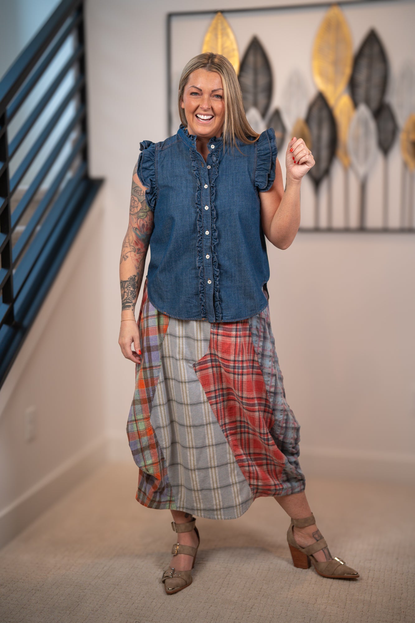 Ruffled Denim Top  Sage the Label by Easel