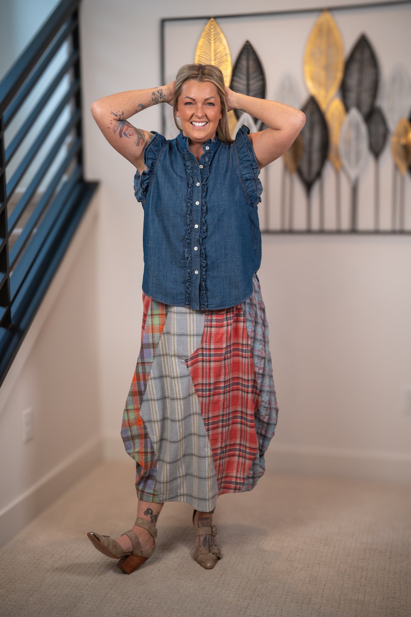 Ruffled Denim Top  Sage the Label by Easel