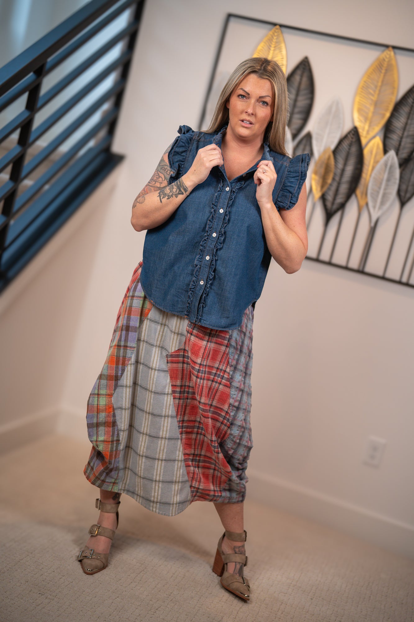 Ruffled Denim Top  Sage the Label by Easel