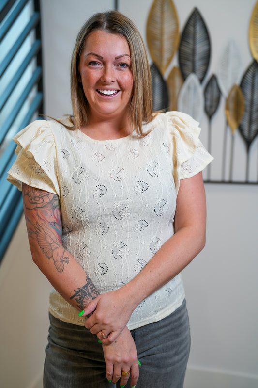 Moonlit Lace Ruffle Sleeve Top
