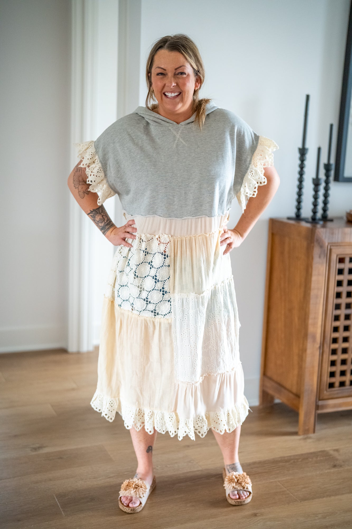 Eyelet Hooded Tunic Top - Buttercup Lynne Boutique