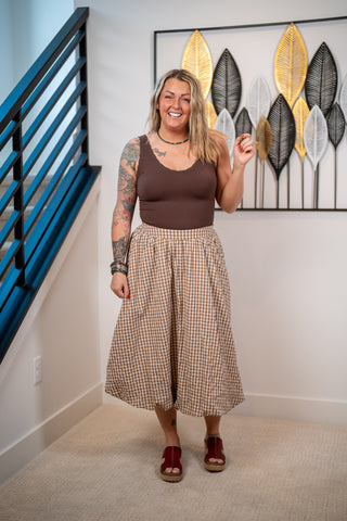 Easel Gingham Bubble Hem Midi Skirt