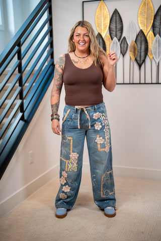Oli & Hali Floral Patchwork Denim Pants