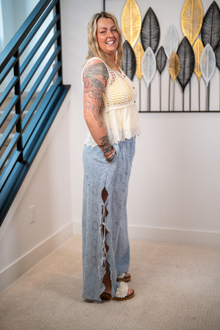 Oli & Hali Eyelet Tie-Side Pants
