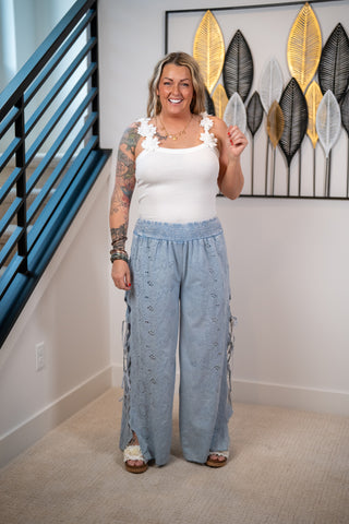 Oli & Hali Eyelet Tie-Side Pants