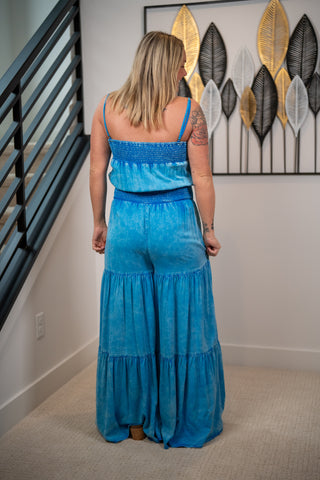 Flourished Beauty Mineral Washed Ruffled Jumpsuit