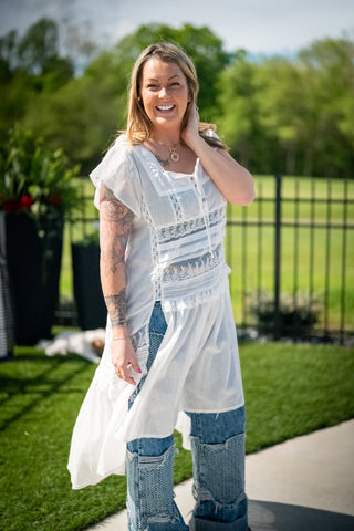 Oli & Hali Whispers of Lace Maxi Top - Buttercup Lynne Boutique