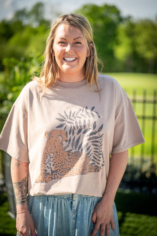 Cheetah Vibes Mineral-Washed Tee