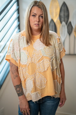 Oli & Hali Washed Floral Patchwork Tee