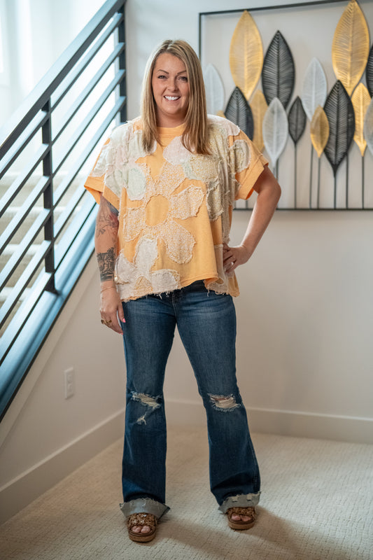 Oli & Hali Washed Floral Patchwork Tee