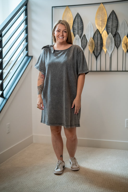Bow Shoulder Knit Dress - Buttercup Lynne Boutique