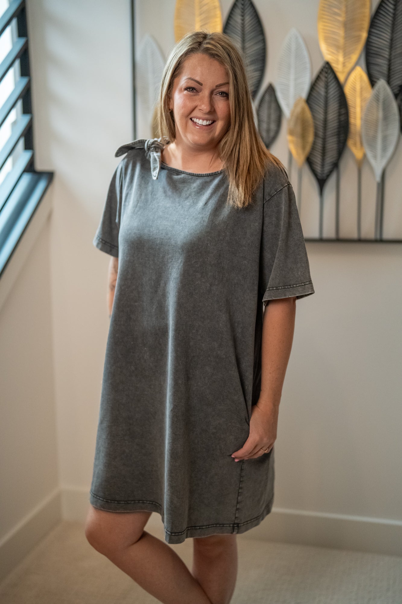 Bow Shoulder Knit Dress - Buttercup Lynne Boutique