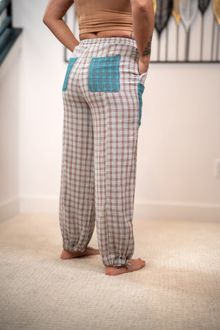 Easel Plaid Cotton Gauze Mineral Washed Pants