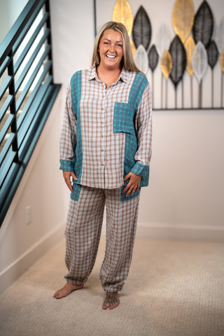 Easel Plaid Cotton Gauze Mineral Washed Pants