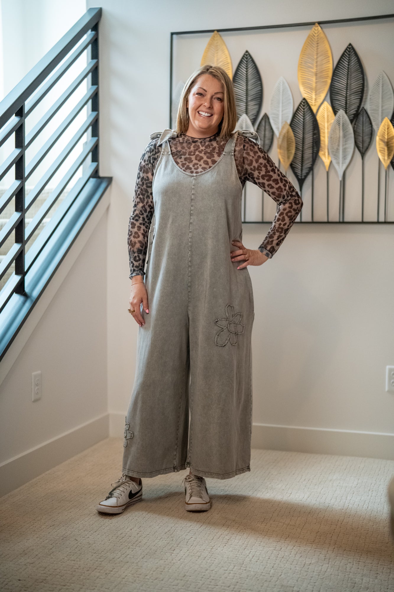 Best Day Ever Mineral Wash Flower Patch Jumpsuit – Easel