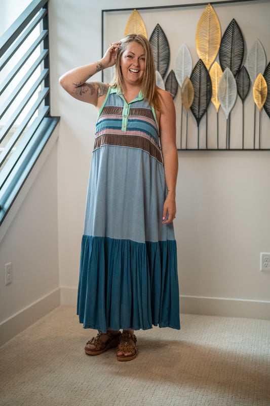 Oli & Hali Sleeveless Colorblock Maxi Dress - Buttercup Lynne Boutique