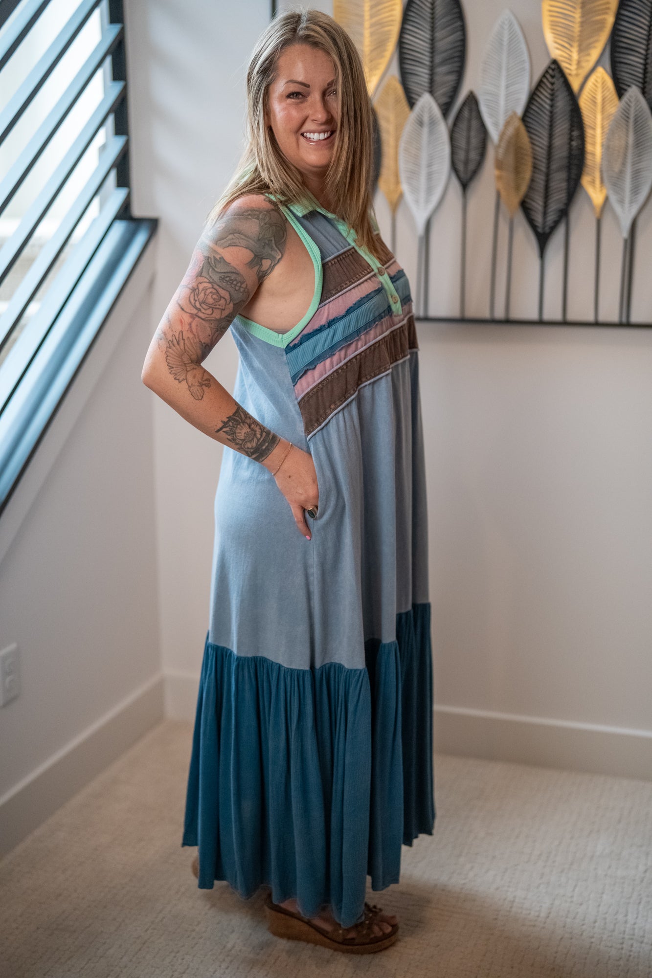 Oli & Hali Sleeveless Colorblock Maxi Dress - Buttercup Lynne Boutique
