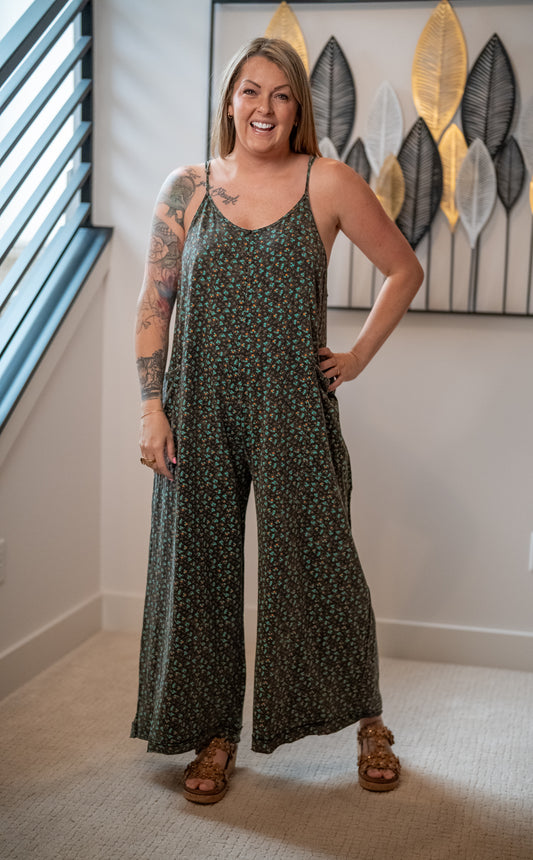 Floral Days Cotton Jersey Jumpsuit - Buttercup Lynne Boutique