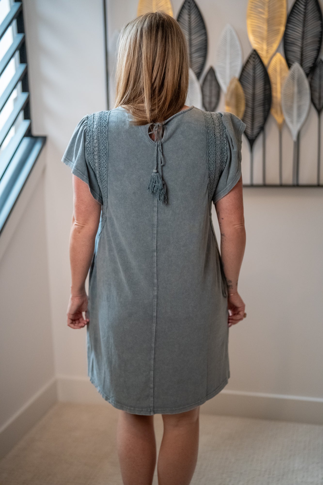 Easel Wing Sleeve Mineral Washed Dress - Buttercup Lynne Boutique