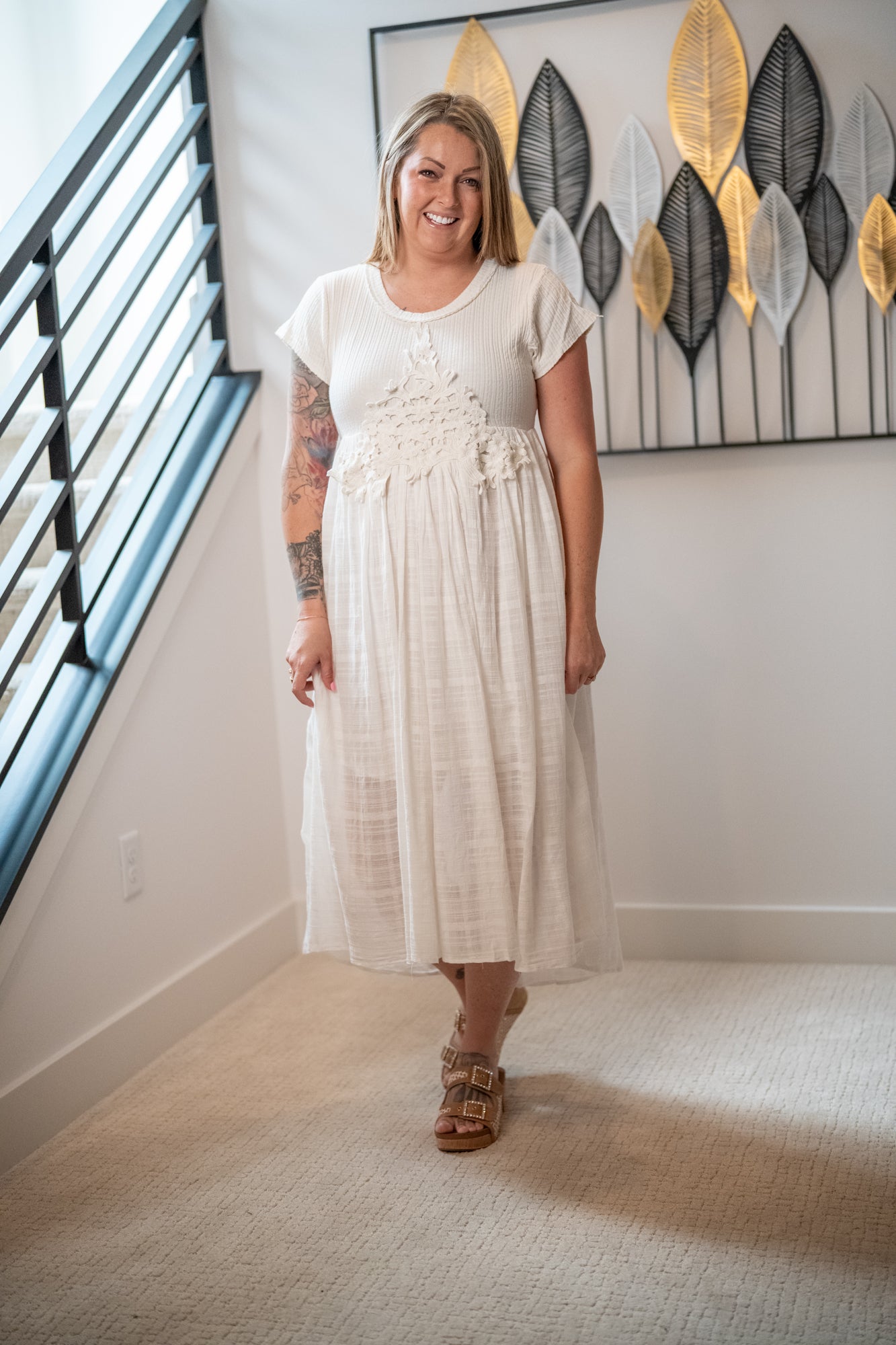 Oli & Hali Washed Cream Hi-Low Maxi Dress – Short Sleeve - Buttercup Lynne Boutique