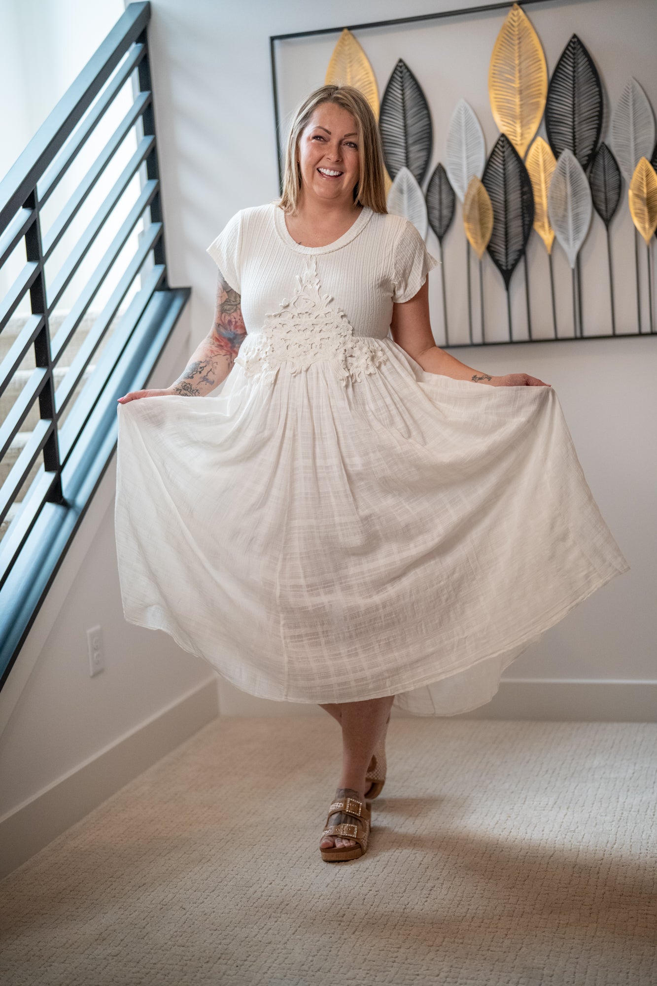 Oli & Hali Washed Cream Hi-Low Maxi Dress – Short Sleeve - Buttercup Lynne Boutique