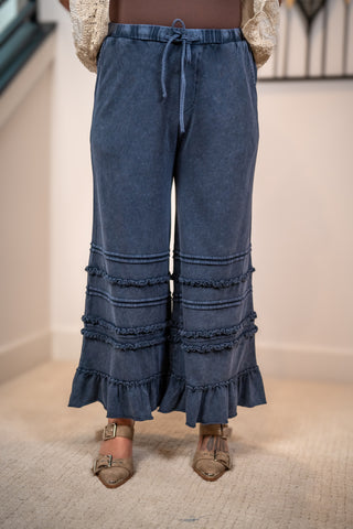 Midnight Ruffle Wide Leg Cropped Pants – Easel