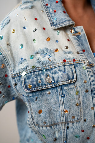 Rhinestone Rebel Denim Jacket BlueB