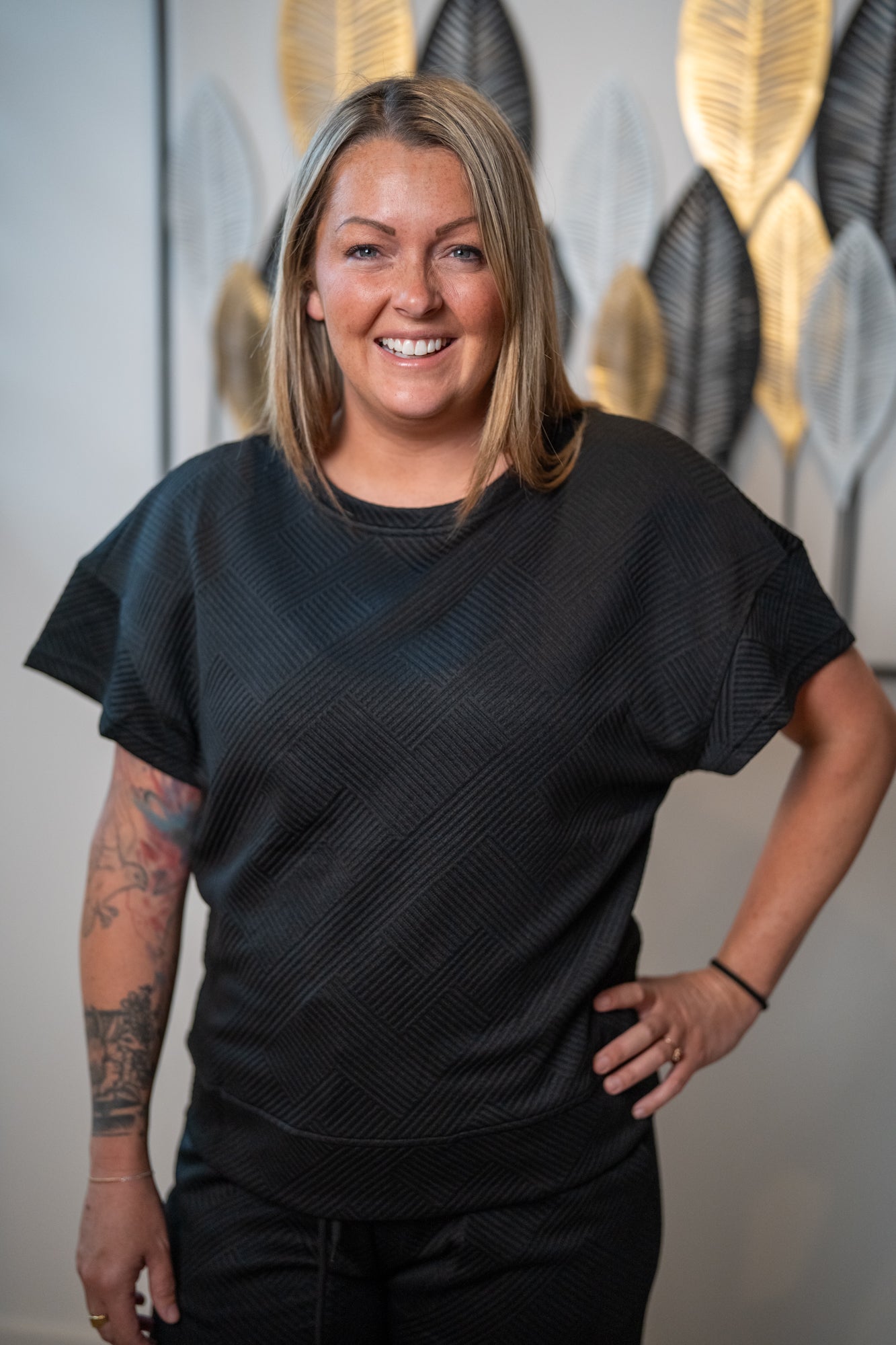 Textured Loose Fit T Shirt and Drawstring Pants Set (S-2XL) - Buttercup Lynne Boutique