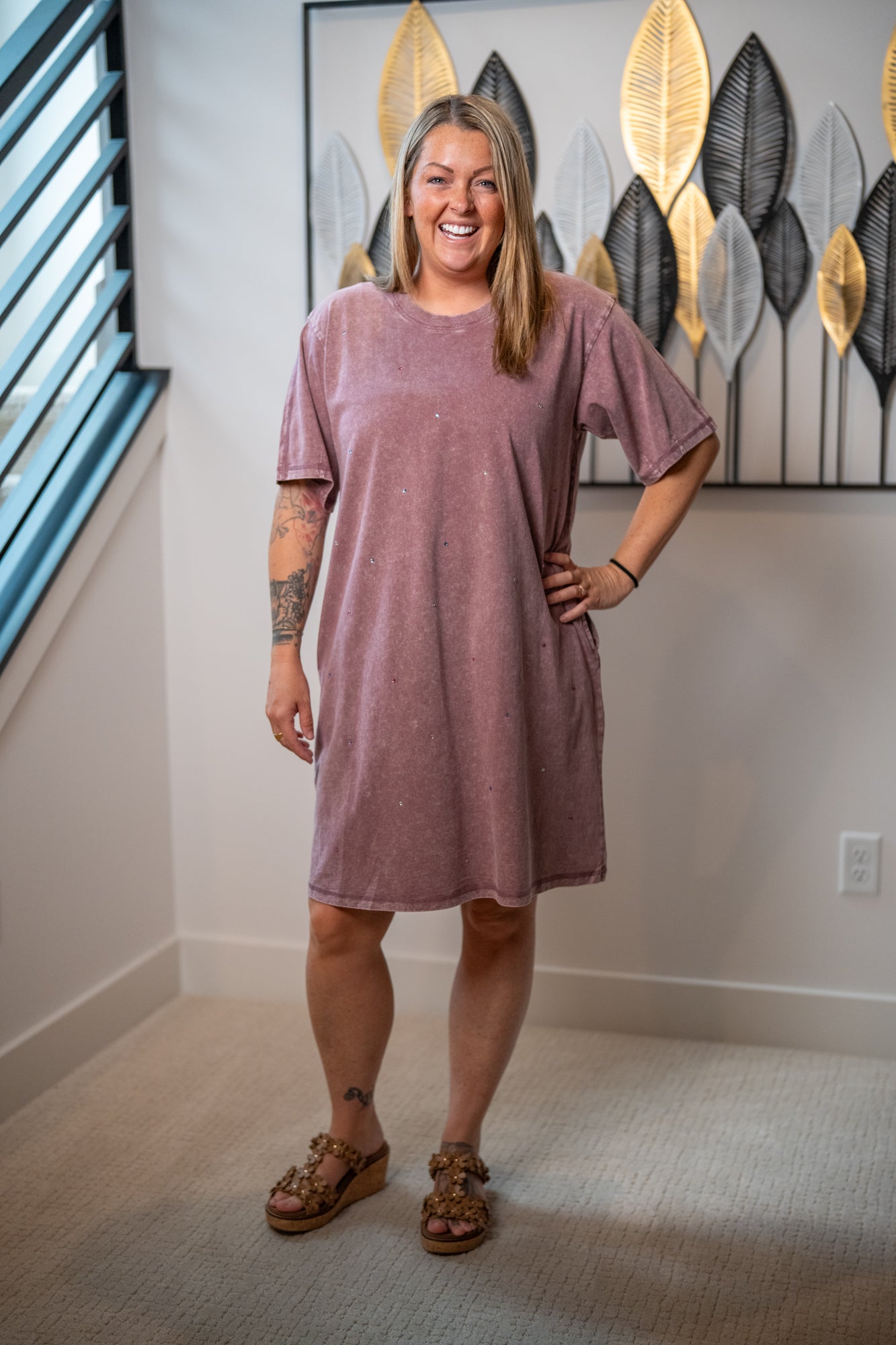 Easel Shiny Days Rhinestone Tunic Dress - Buttercup Lynne Boutique