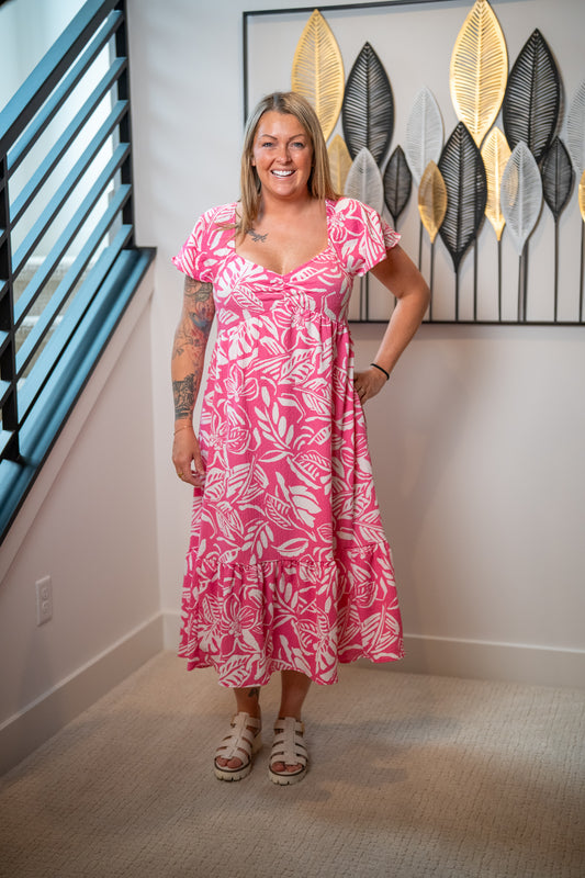 Easel Tropical Print Maxi Dress - Buttercup Lynne Boutique
