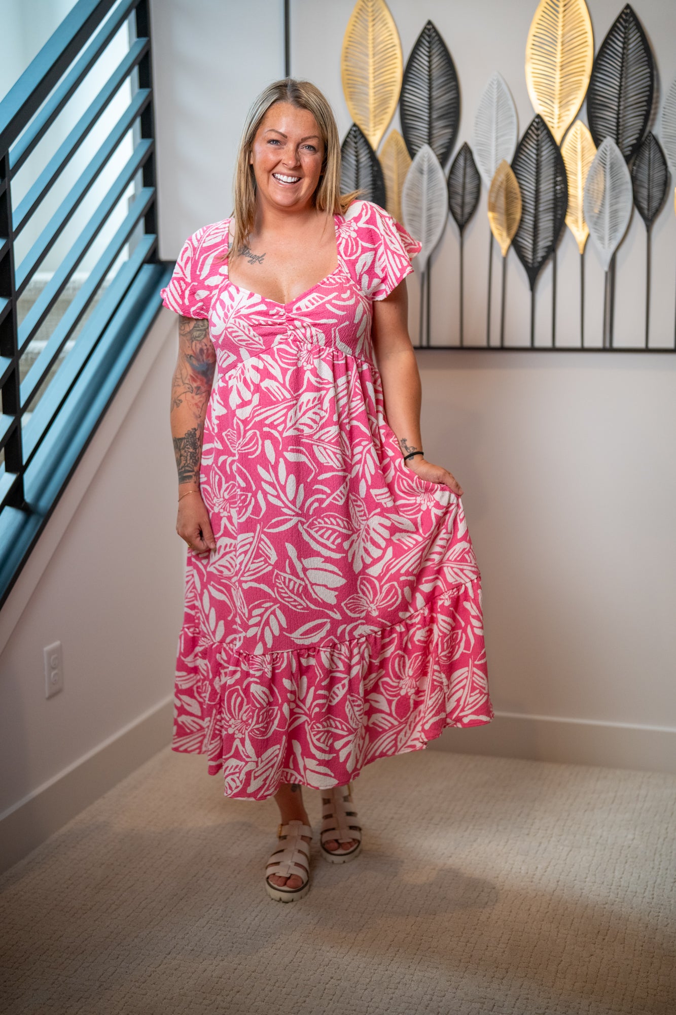 Easel Tropical Print Maxi Dress - Buttercup Lynne Boutique