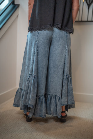 Oli & Hali Wide Leg Ruffled Hem Pants - Buttercup Lynne Boutique