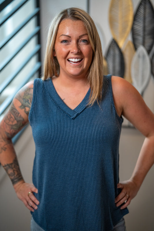 Casual V Neck Tank Top - Buttercup Lynne Boutique
