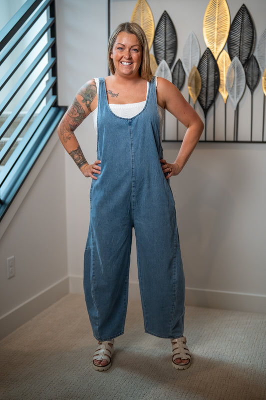 Easel Washed Denim Jumpsuit - Buttercup Lynne Boutique