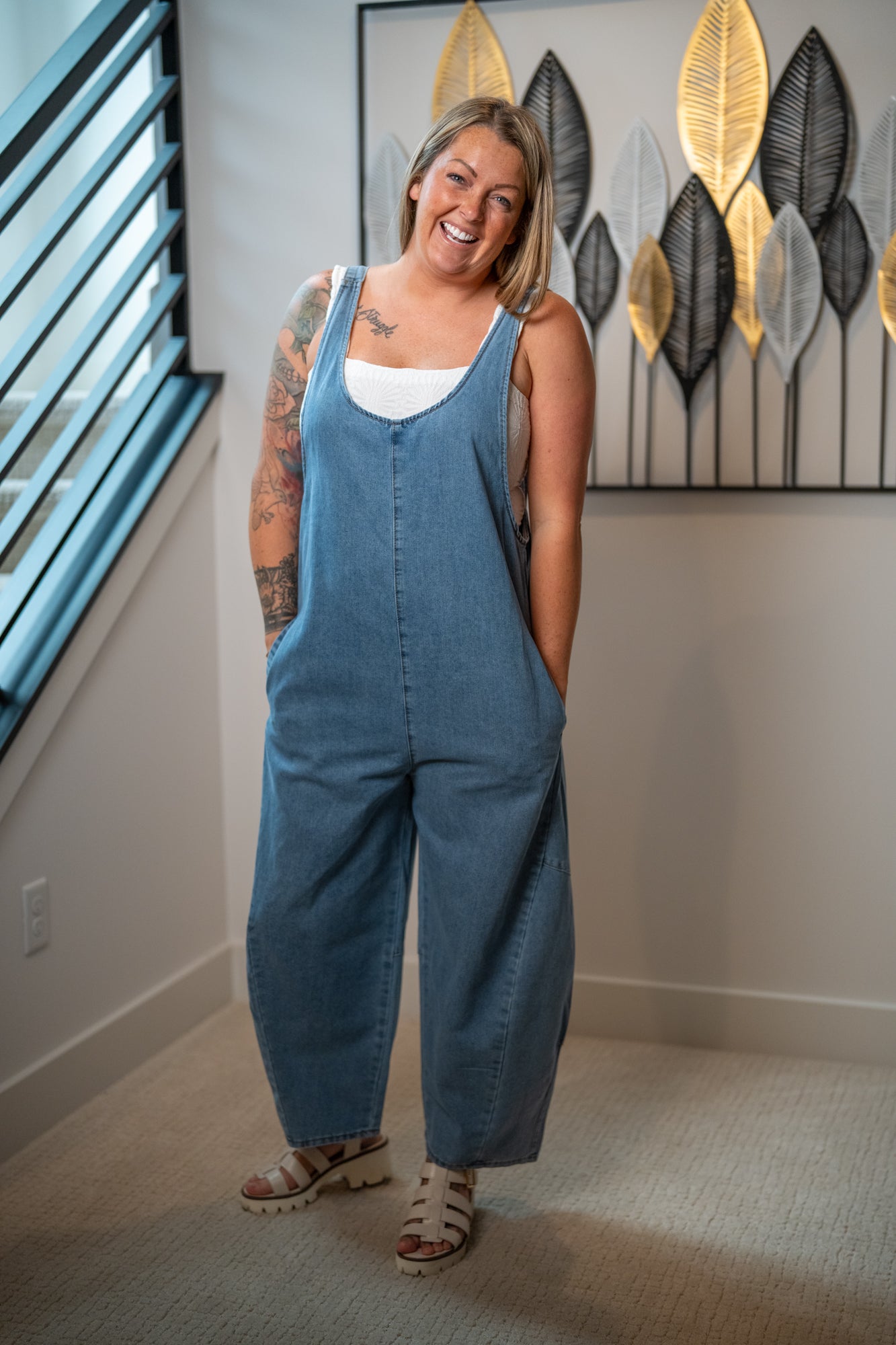 Easel Washed Denim Jumpsuit - Buttercup Lynne Boutique