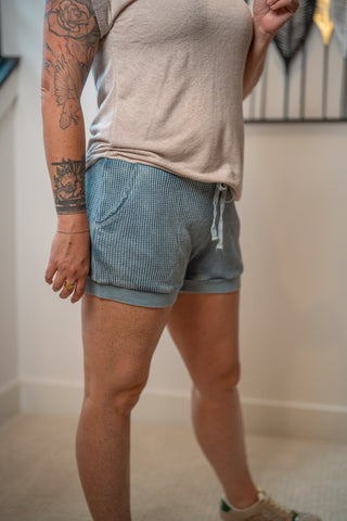 Easel Mineral Washed Thermal Shorts - Buttercup Lynne Boutique