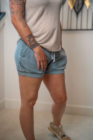 Easel Mineral Washed Thermal Shorts - Buttercup Lynne Boutique