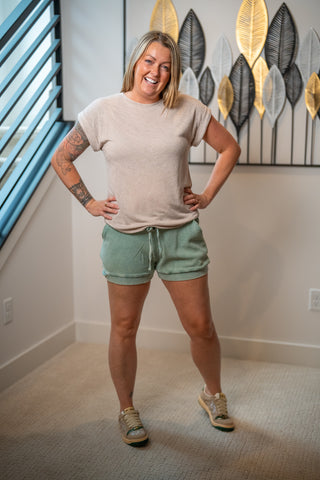 Easel Mineral Washed Thermal Shorts - Buttercup Lynne Boutique