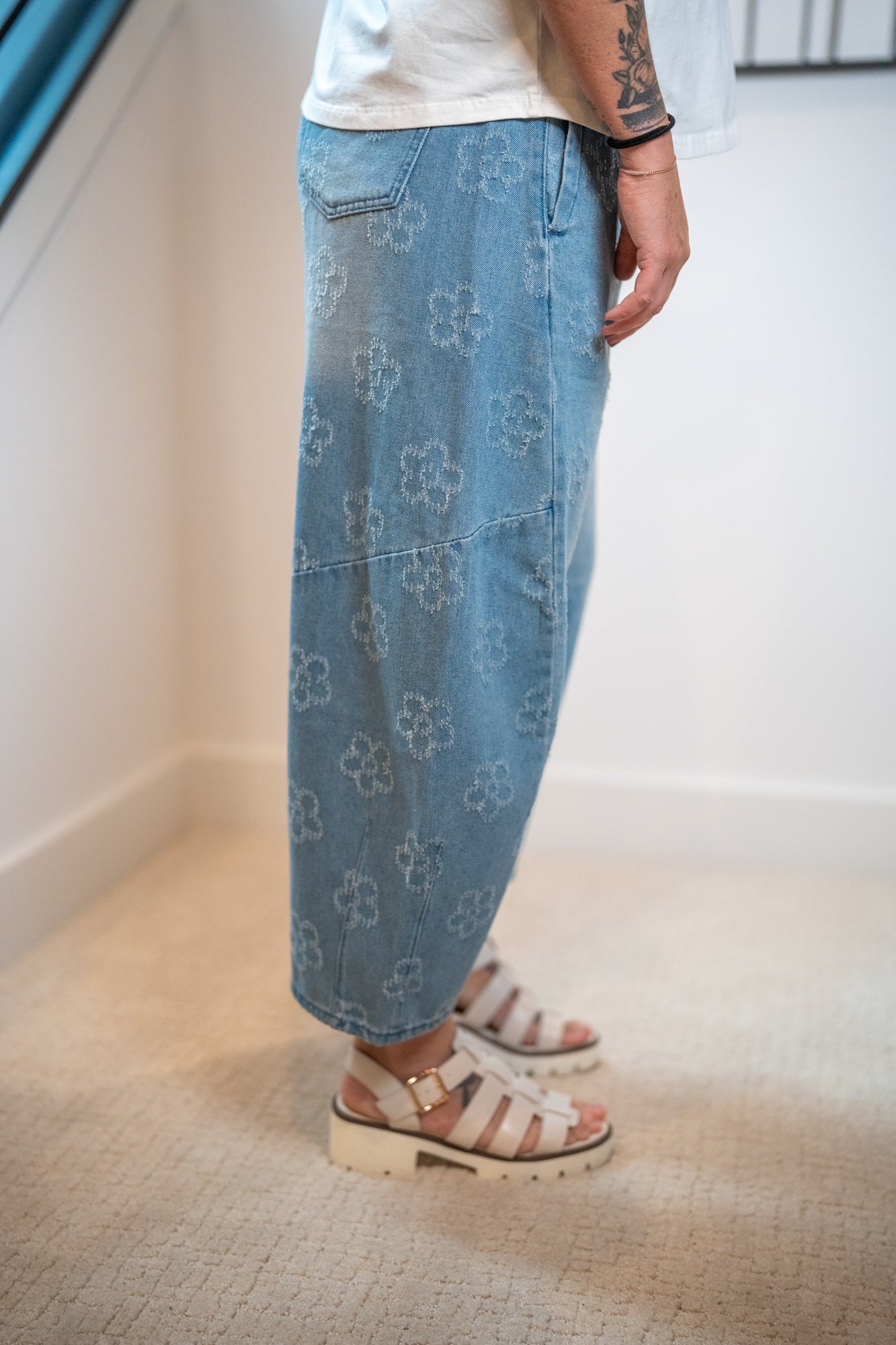 Easel Flower Rush Barrel Pants - Buttercup Lynne Boutique