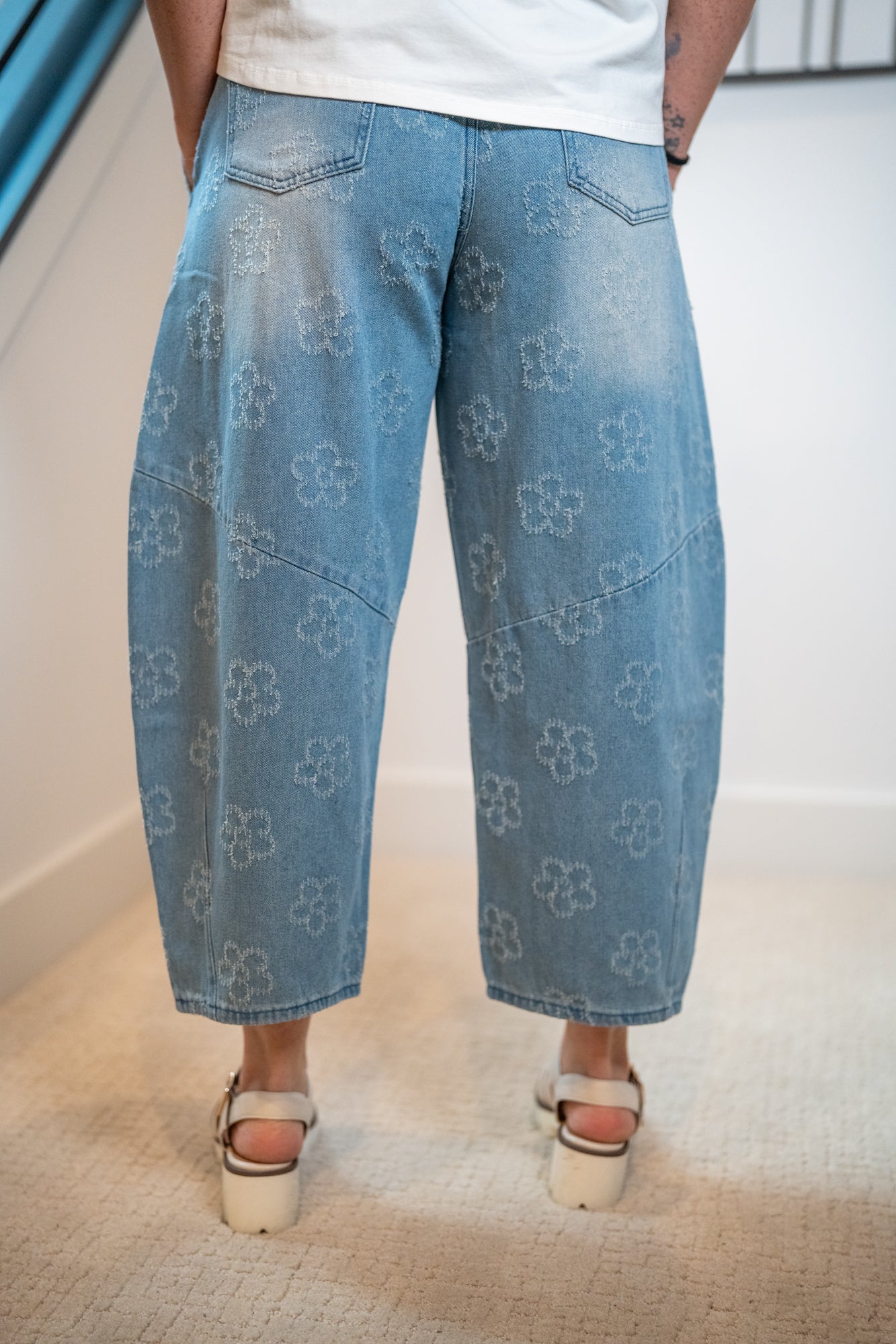 Easel Flower Rush Barrel Pants - Buttercup Lynne Boutique