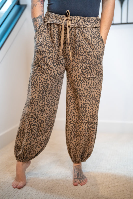 Easel Animal Print Joggers - Buttercup Lynne Boutique