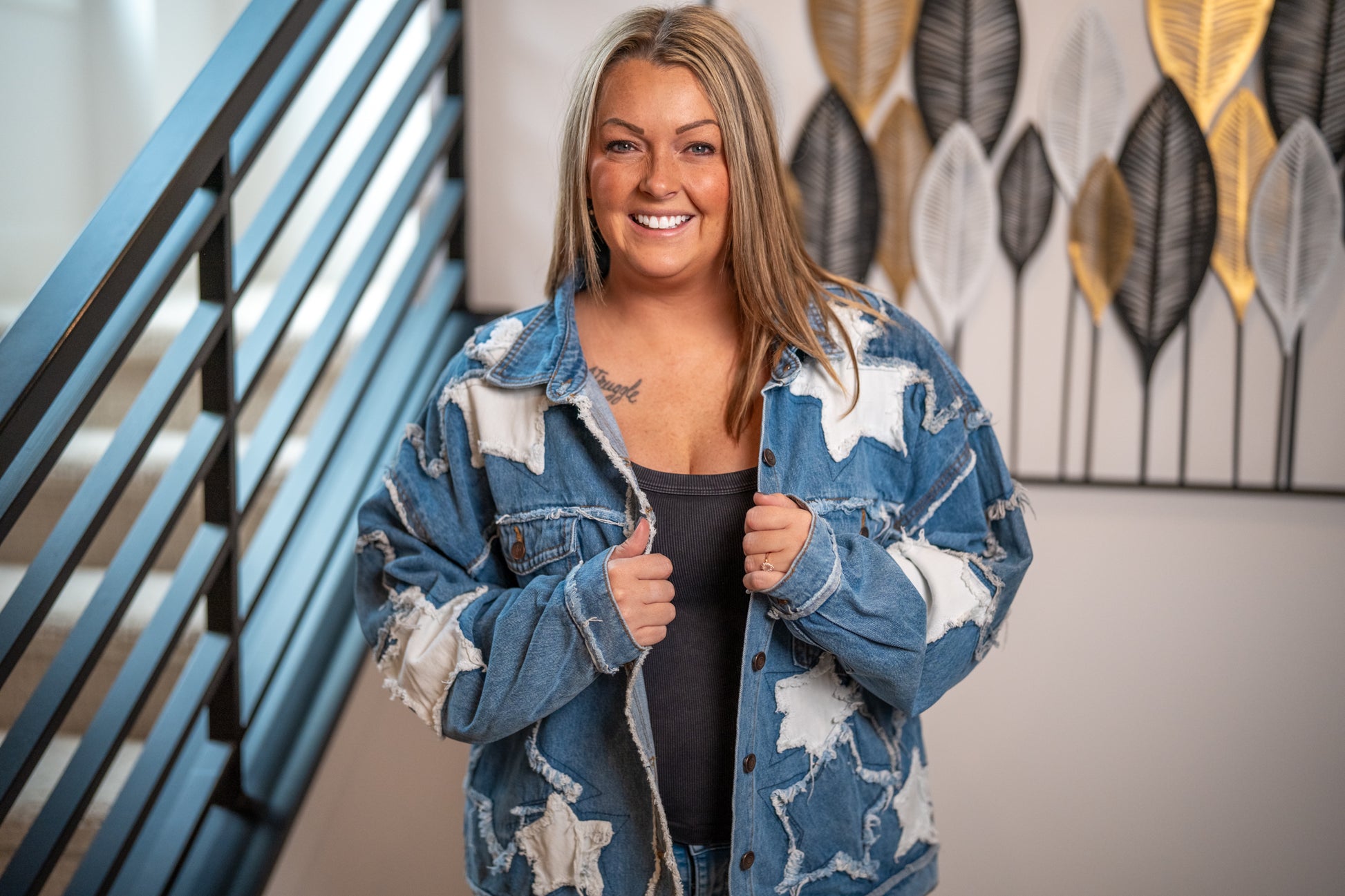 Oli & Hali - Washed Star Patch Denim Jacket - Buttercup Lynne Boutique