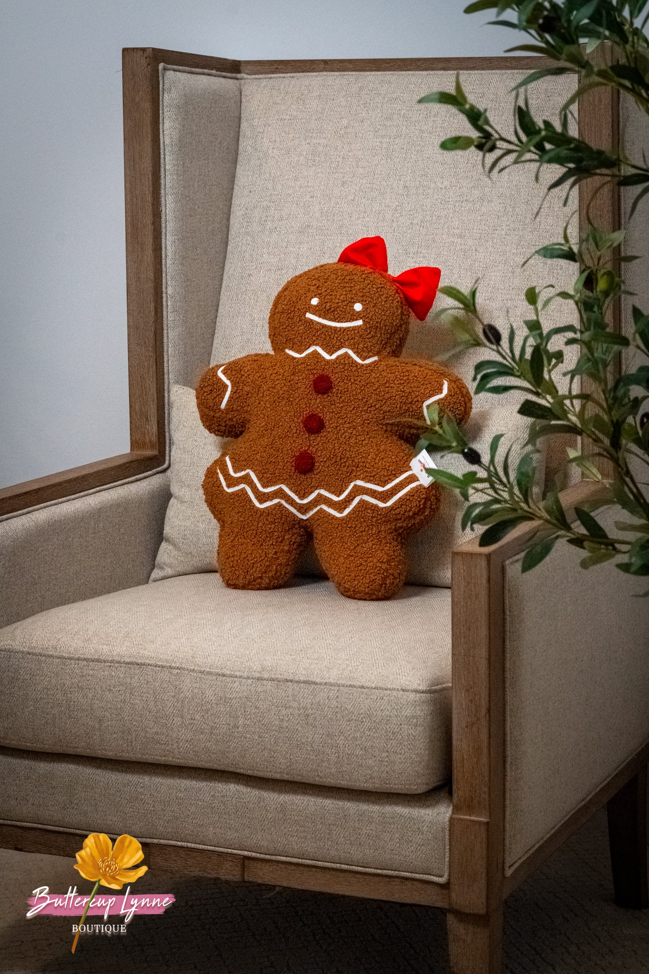 Ruby Sugar Gingerbread Sherpa Pillow - Buttercup Lynne Boutique