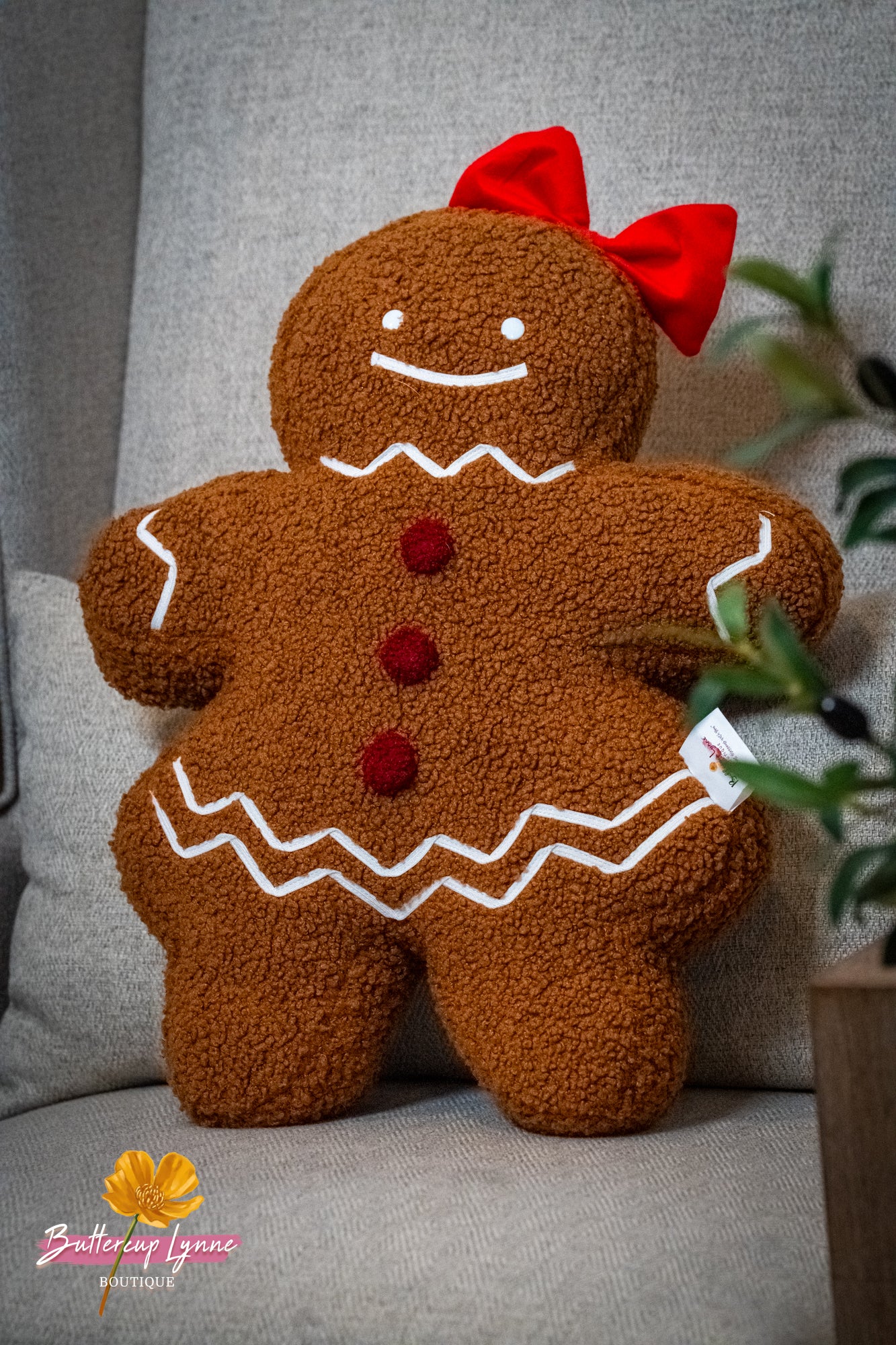 Ruby Sugar Gingerbread Sherpa Pillow - Buttercup Lynne Boutique