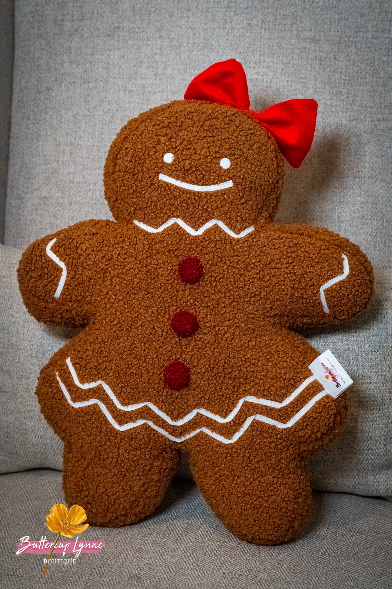 Ruby Sugar Gingerbread Sherpa Pillow - Buttercup Lynne Boutique