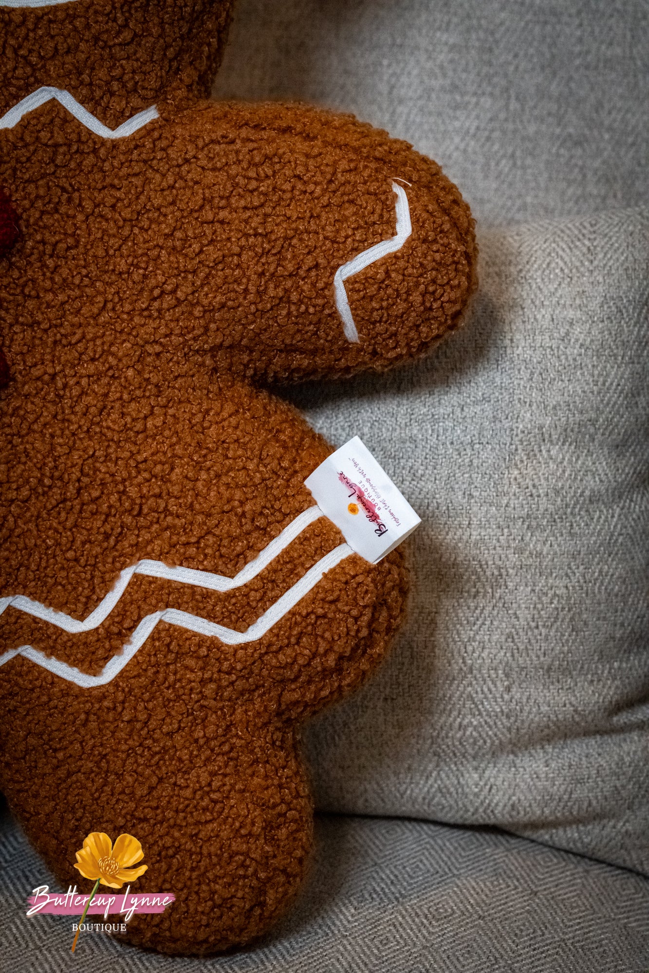 Ruby Sugar Gingerbread Sherpa Pillow - Buttercup Lynne Boutique