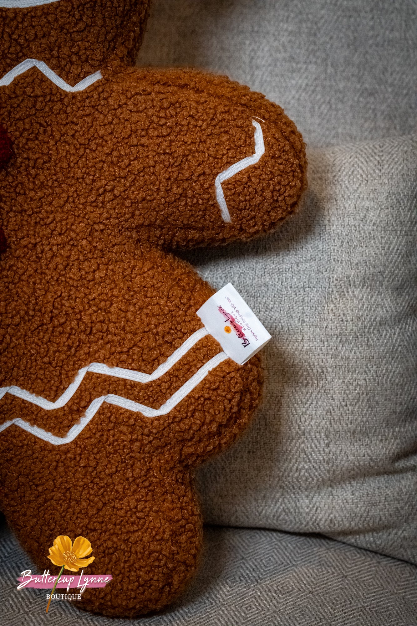 Ruby Sugar Gingerbread Sherpa Pillow - Buttercup Lynne Boutique