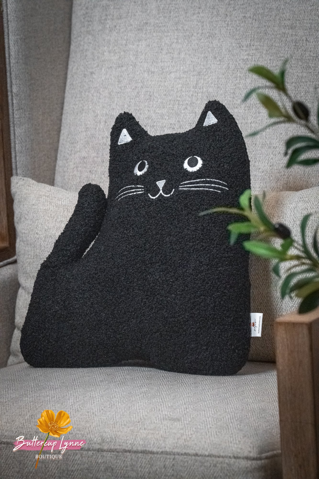 Midnight Mischief Cat Pillow - Buttercup Lynne Boutique